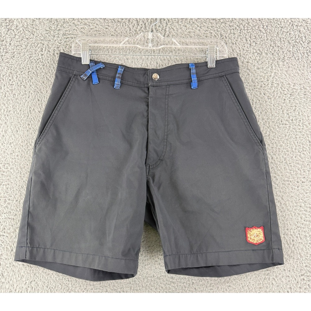 iliac Golf Shorts Mens 32 Black Blue Plaid Crest Logo Performance Stretch